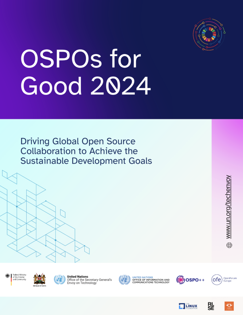 Cover of conference report OSPOs for Good: Driving Global
Open Source Collaboration to
Achieve the Sustainable
Development Goals